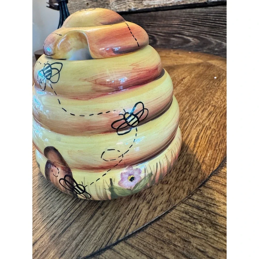 Cheri Lane Honey Bee Ceramic Beehive Honey Pot Jar Cherison‎ Enterprises 03028